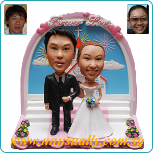 Custom 3D Caricature Church Wedding Couple Figurines